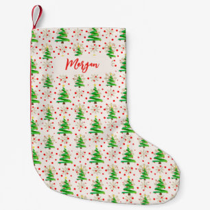 Kerstbomen & Gouden Sneeuwvlokken, Rode Script Naa Kleine Kerstsok