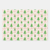 Kerstbomen & gouden sneeuwvlokken, Sepia, Grijs Inpakpapier Vel (Voorkant)