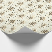 Kerstbomen & Gouden Sneeuwvlokken, Sepia Tones Cadeaupapier (Hoek)