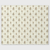 Kerstbomen & Gouden Sneeuwvlokken, Sepia Tones Cadeaupapier (Vlak)