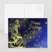 Kerstbomen gouden sterren Blauwe WinterFeestdagen Briefkaart (Voorkant / Achterkant)