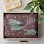 Kerstbomen Gouden Sterren Bourgogne Rustiek Hout Tissuepapier (Geschenk)