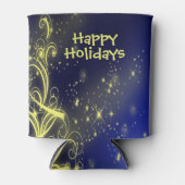 Kerstbomen, gouden sterren, marineblauw Vakantie Blikjeskoeler (Voorkant)