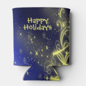 Kerstbomen, gouden sterren, marineblauw Vakantie Blikjeskoeler (Achterkant)