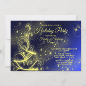 Kerstbomen, gouden sterren, marineblauw Vakantie Kaart (Voorkant)