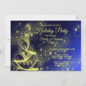 Kerstbomen, gouden sterren, marineblauw Vakantie Kaart (Voorkant)