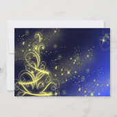 Kerstbomen, gouden sterren, marineblauw Vakantie Kaart (Achterkant)