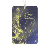 Kerstbomen, gouden sterren, marineblauw Vakantie Luchtverfrisser (Achterkant)