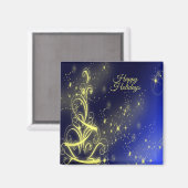 Kerstbomen, gouden sterren, marineblauw Vakantie Magneet (Voorkant / Achterkant)