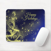 Kerstbomen, gouden sterren, marineblauw Vakantie Muismat (Met muis)