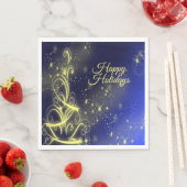 Kerstbomen, gouden sterren, marineblauw Vakantie Servet (Insitu)