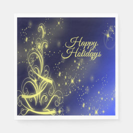 Kerstbomen, gouden sterren, marineblauw Vakantie Servet