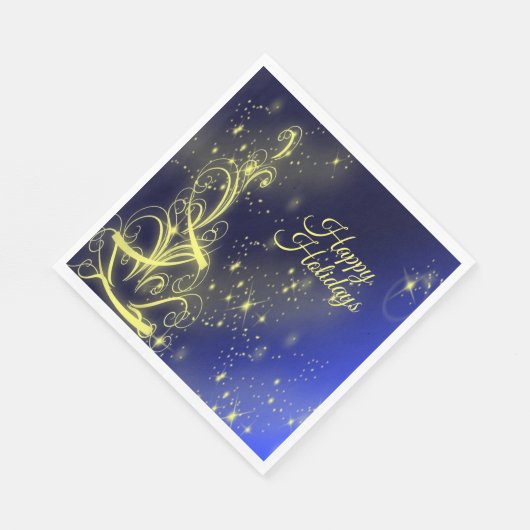 Kerstbomen, gouden sterren, marineblauw Vakantie Servet (Hoek)