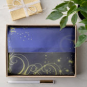 Kerstbomen, gouden sterren, marineblauw Vakantie Tissuepapier (Geschenk)