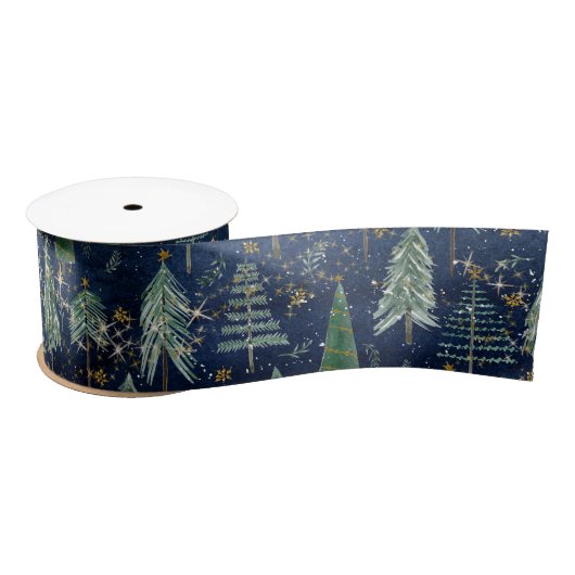 Kerstbomen Gouden Twinkle Sterren Marine Blauw Hou Satijnen Lint (Spoel)
