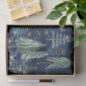 Kerstbomen Gouden Twinkle Sterren Marine Blauw Hou Tissuepapier (Geschenk)