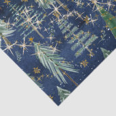 Kerstbomen Gouden Twinkle Sterren Marine Blauw Hou Tissuepapier (Detail)