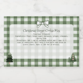 Kerstbomen Green Gingham Baking Mix Voedselcontainer Etiket
