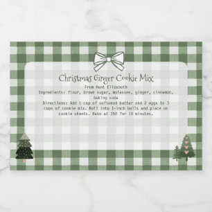 Kerstbomen Green Gingham Baking Mix Voedselcontainer Etiket