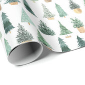 Kerstbomen Green Gold Xmas Holiday Cadeaupapier (Rol Hoek)