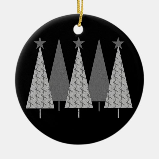 Kerstbomen - Grijze lintbreinkanker Keramisch Ornament (Voorkant)