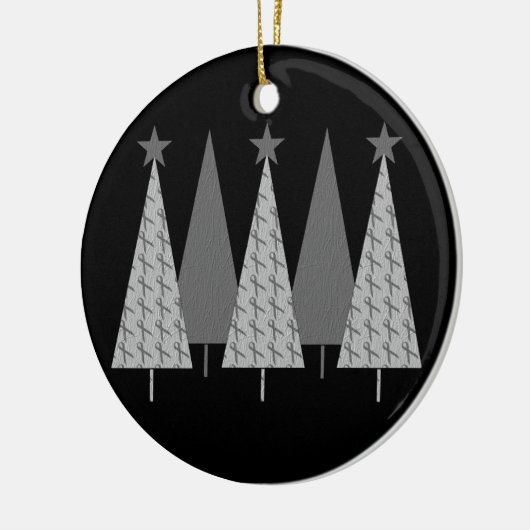 Kerstbomen - Grijze lintbreinkanker Keramisch Ornament (Links)