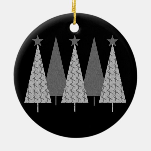 Kerstbomen - Grijze lintbreinkanker Keramisch Ornament (Achterkant)