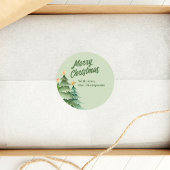 Kerstbomen Groen Aquarel Aangepast Ronde Sticker