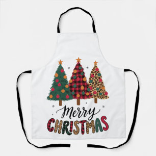 Kerstbomen Groen Buffalo Plaid Luipaard Schort