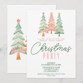 Kerstbomen Groen en Rode Feest Kaart (Voorkant / Achterkant)