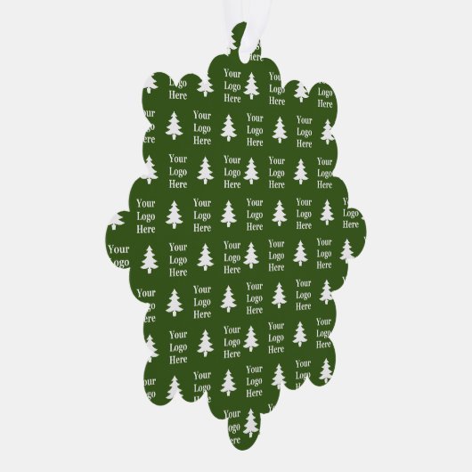 Kerstbomen Groen en Wit Uw Logo Patroon Ornament Kaart (Rechts)