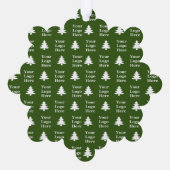 Kerstbomen Groen en Wit Uw Logo Patroon Ornament Kaart (Achterkant)