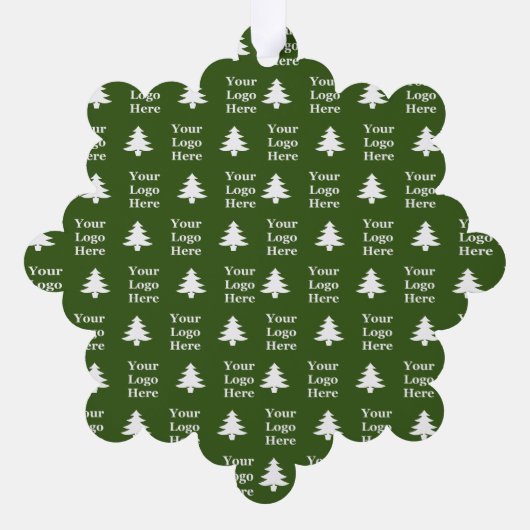 Kerstbomen Groen en Wit Uw Logo Patroon Ornament Kaart (Achterkant)