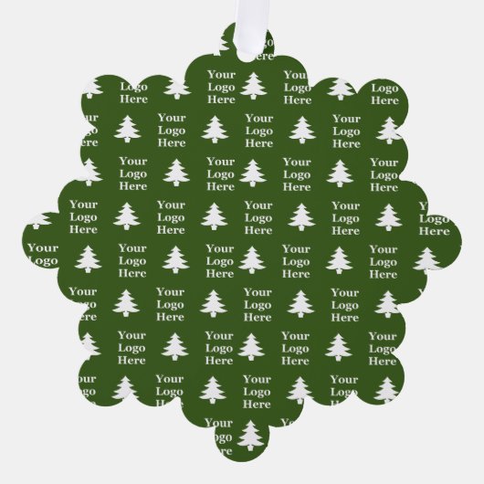 Kerstbomen Groen en Wit Uw Logo Patroon Ornament Kaart (Voorkant)