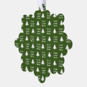 Kerstbomen Groen en Wit Uw Logo Patroon Ornament Kaart (Links)