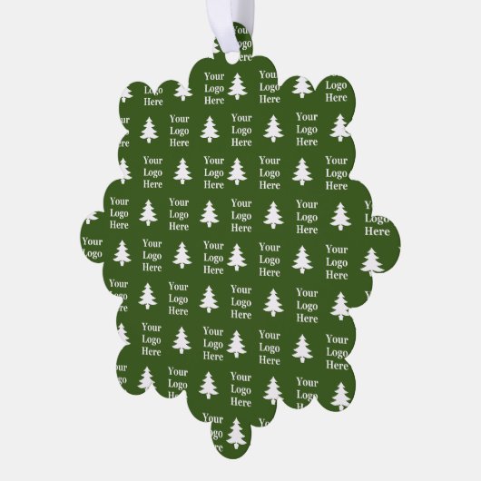 Kerstbomen Groen en Wit Uw Logo Patroon Ornament Kaart (Links)