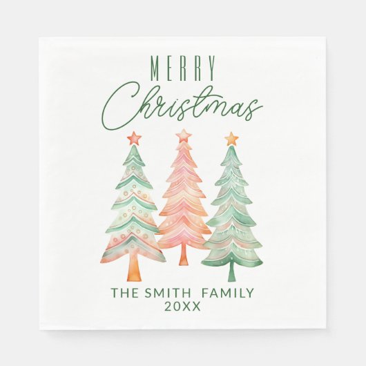 Kerstbomen Groen Feest Servet (Voorkant)