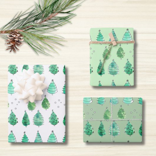 kerstbomen groen inpakpapier vel
