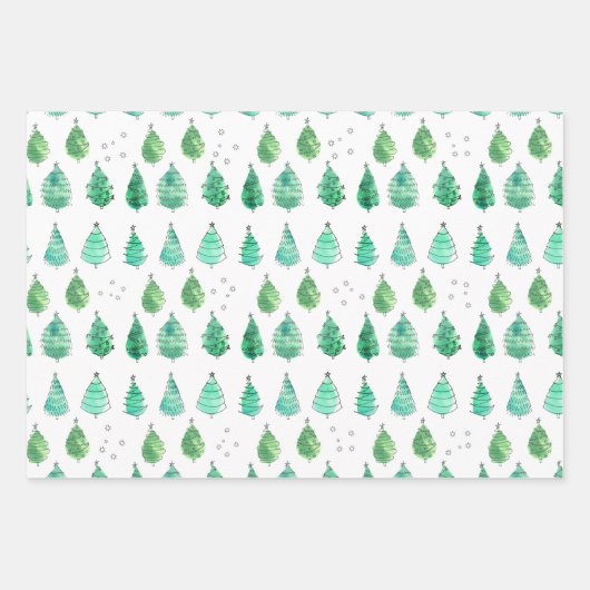 kerstbomen groen inpakpapier vel (Voorkant)