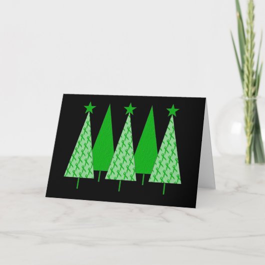 Kerstbomen - Groen lintje Nierkanker Feestdagen Kaart (Voorkant)