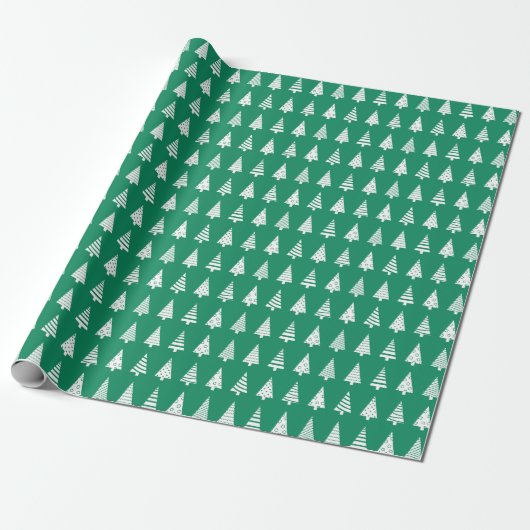 Kerstbomen groen patroon cadeaupapier (Uitgerold)