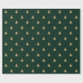 Kerstbomen, groen patroon met goud en donkerdenpij cadeaupapier (Vlak)