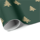 Kerstbomen, groen patroon met goud en donkerdenpij cadeaupapier (Rol Hoek)