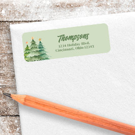 Kerstbomen groen retouradres etiket