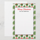 Kerstbomen Groen Rood Wit Prettig Kerstfeest Briefpapier (Voorkant / Achterkant)