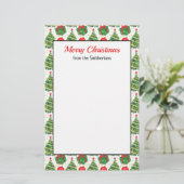 Kerstbomen Groen Rood Wit Prettig Kerstfeest Briefpapier (Staand voorkant)
