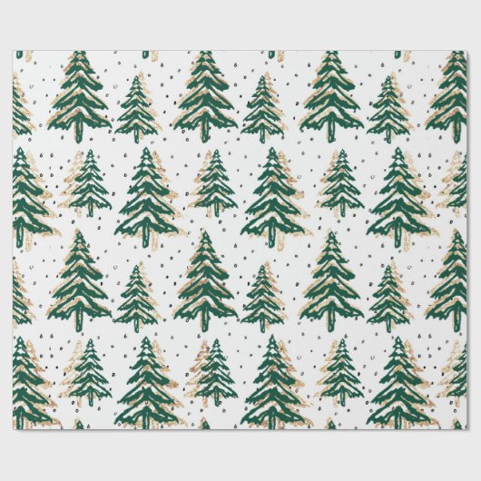 Kerstbomen groen vakantie inpakpapier (Vlak)