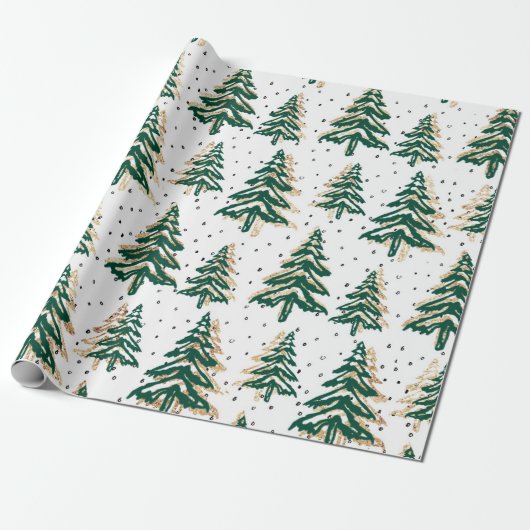 Kerstbomen groen vakantie inpakpapier (Uitgerold)