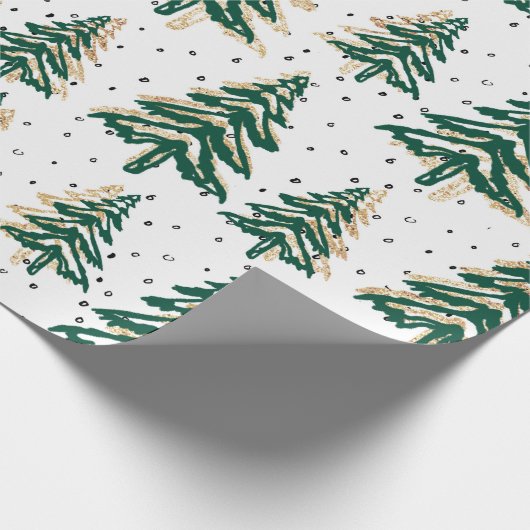 Kerstbomen groen vakantie inpakpapier (Hoek)