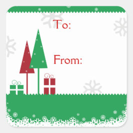 kerstbomen groen vierkante sticker